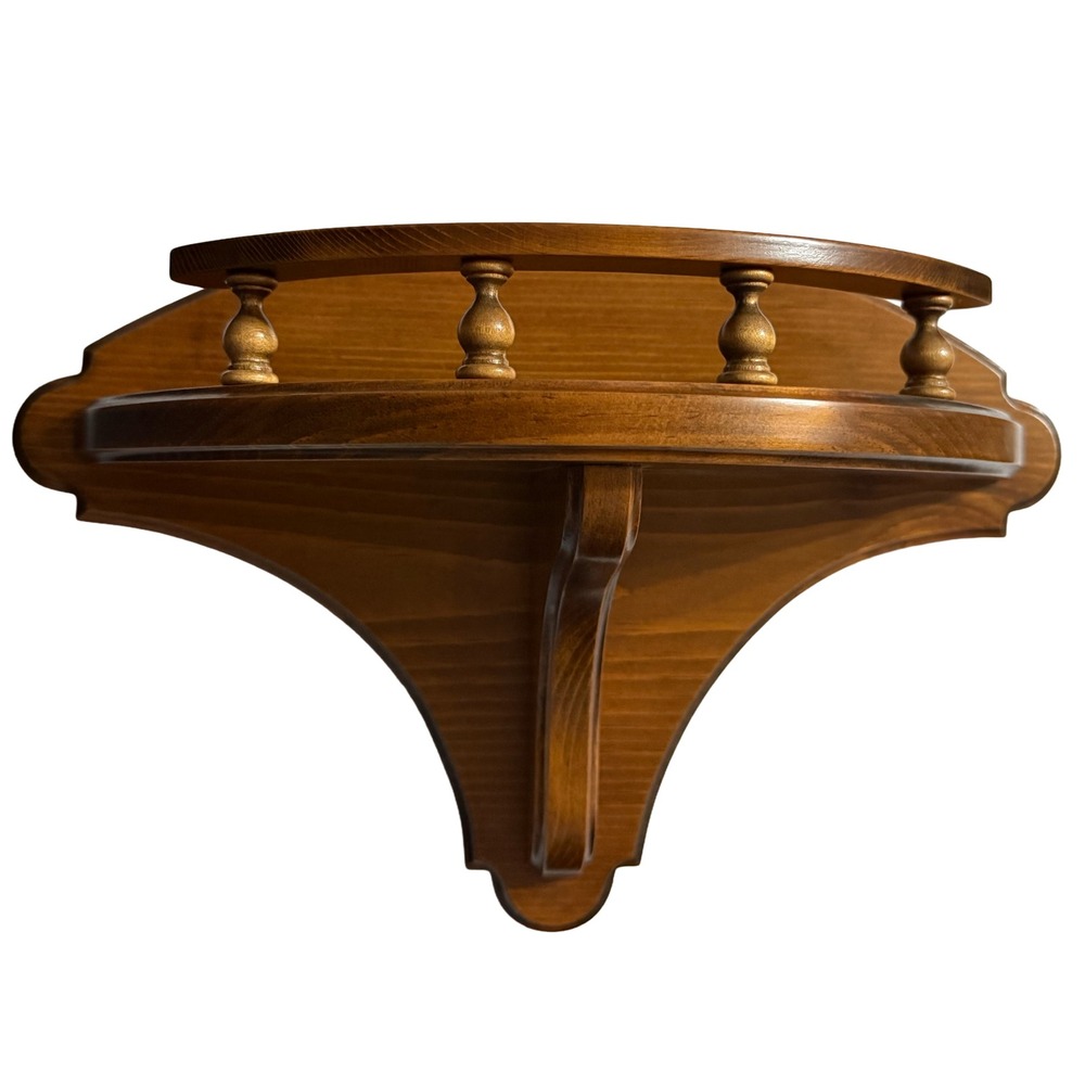 VTG Retro Spindle Rail half circle Juliette Balcony Wood Wall Mounted Shelf